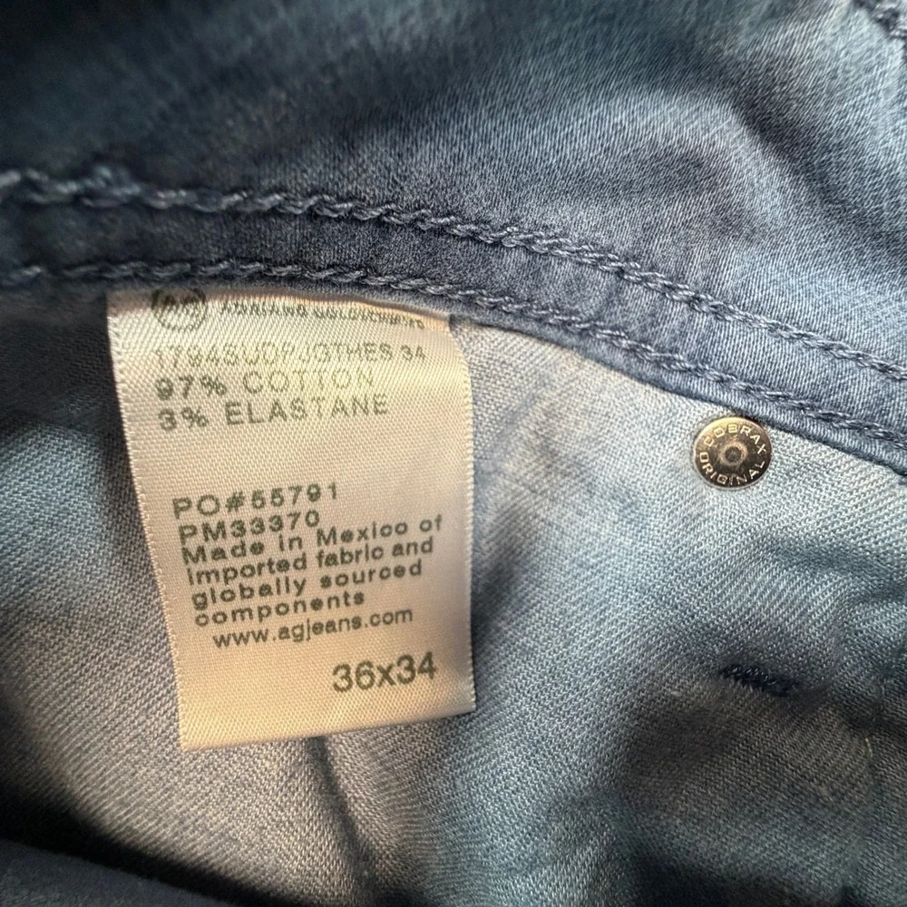 AG Adriano Goldschmied Everett Slim Straight Pants Men 36x34 Blue Italian Fabric